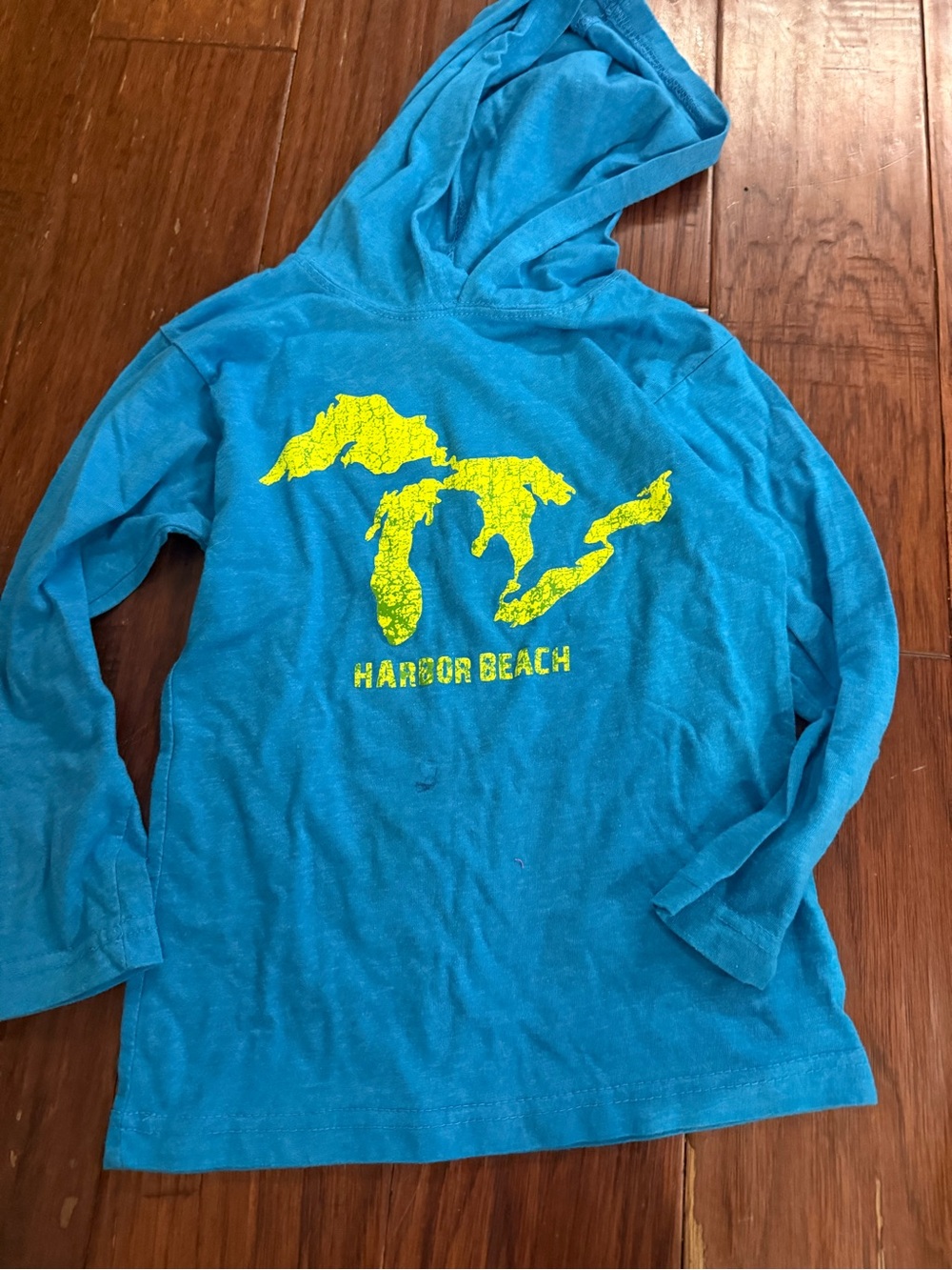 Agenda Kids Turquoise Hooded Long-Sleeve Tee with Yellow Graphic